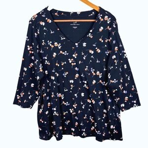 J Jill Women Pima Cotton Long sleeve T-Shirt Tunic‎ Top XL Everyday Breathable